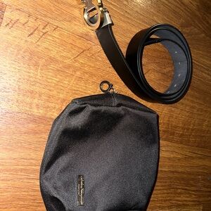 Salvatore ferragamo belt Black Leather Belt with Pouch. Size 40